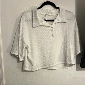 White Textured Women's Top